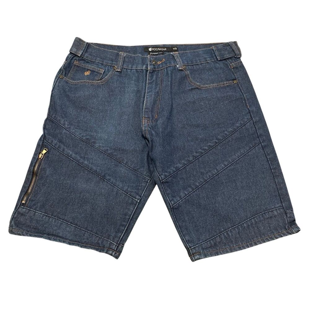 Rocawear Classic Fit Denim Jean Shorts Size 38 Jorts Bottoms Y2K Skate Baggy